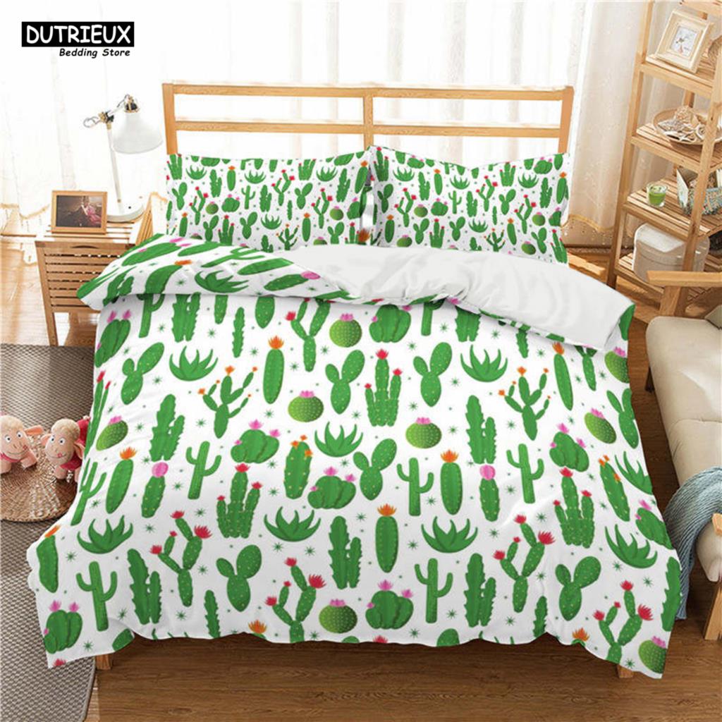 Cactus Print Polyester Bedding Sets Child Kids Covers Boys Bed Linen Set For Teens King Size Bedding Set
