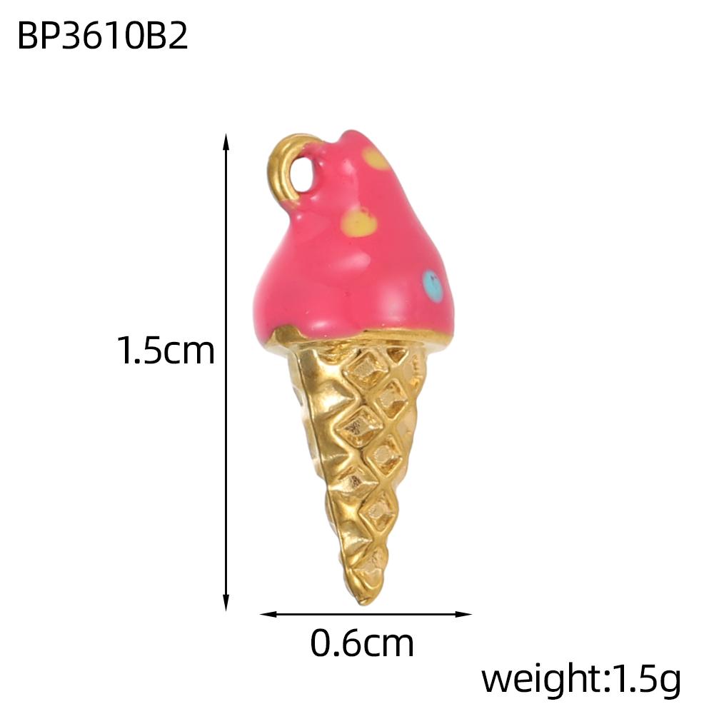CARLIDANA Fruit Series Charm Enamel Stainless Steel Gold Plated Oil Drop Ice Cream Pendant for DIY Jewelry Necklace Making