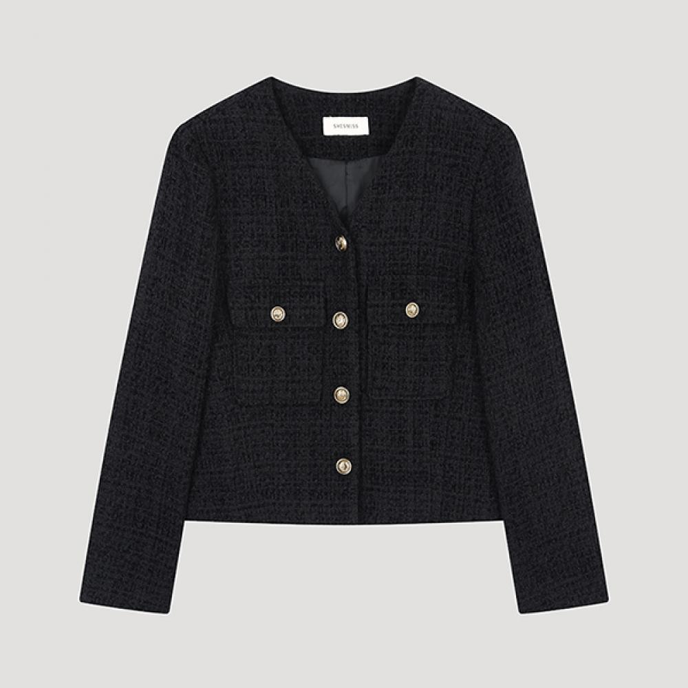 

She S miSS Tweed V Neck Jacket Swwjko31040 Dn DARK NAVY/55