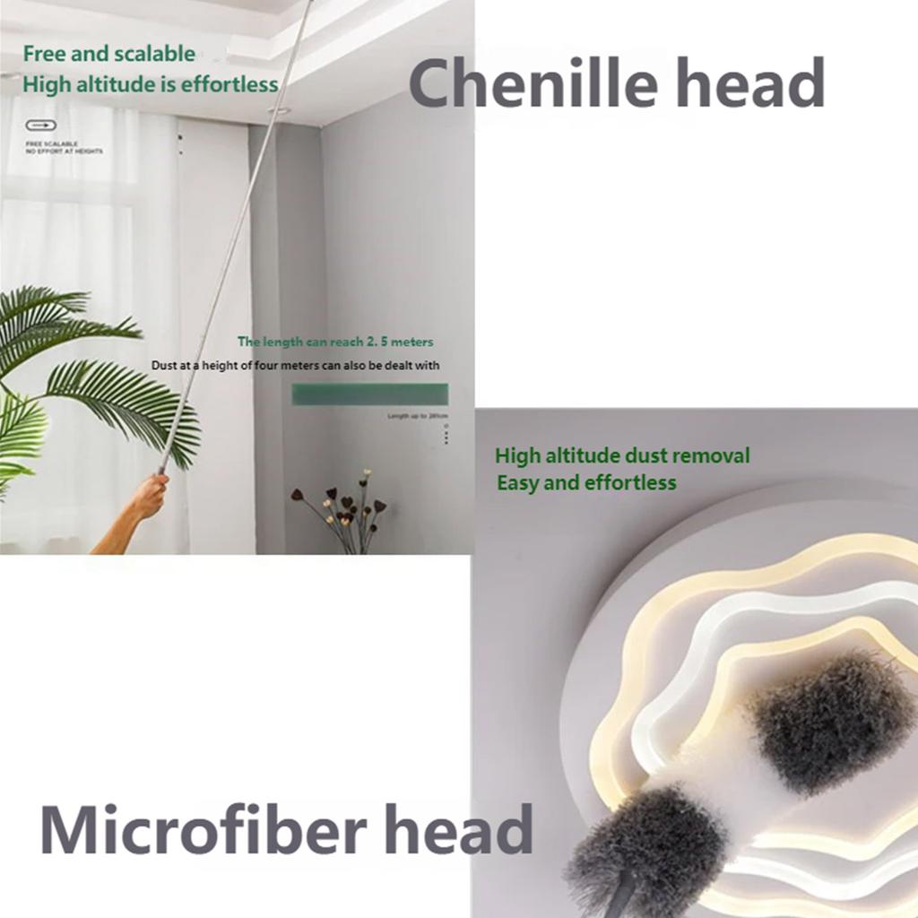Washable Detachable Ceiling Dust Brush Soft Microfiber Duster Brush Adjustable Length for Ceiling Narrow Corner Cleaning