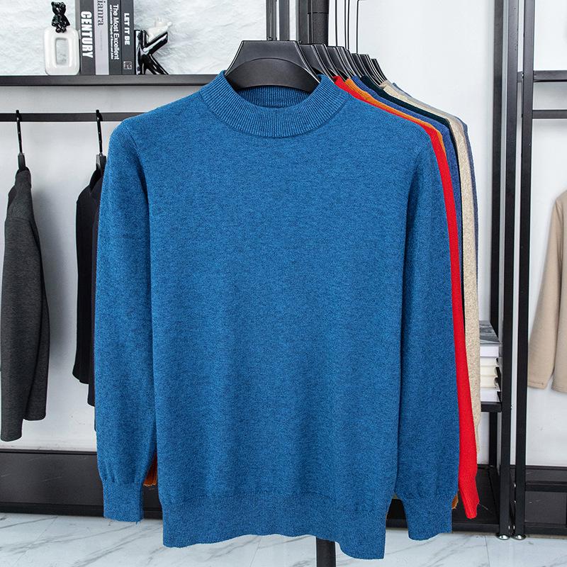 Men’s Autumn/Winter Half-High Collar Knitwear - Warm Inner Layer for Middle-Aged and Elderly