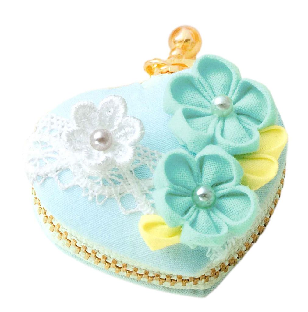 Panami Tsumami Zaiku Macaron Myntmynte Håndverkssett Hjerteformet Etui, Blå, CO-28