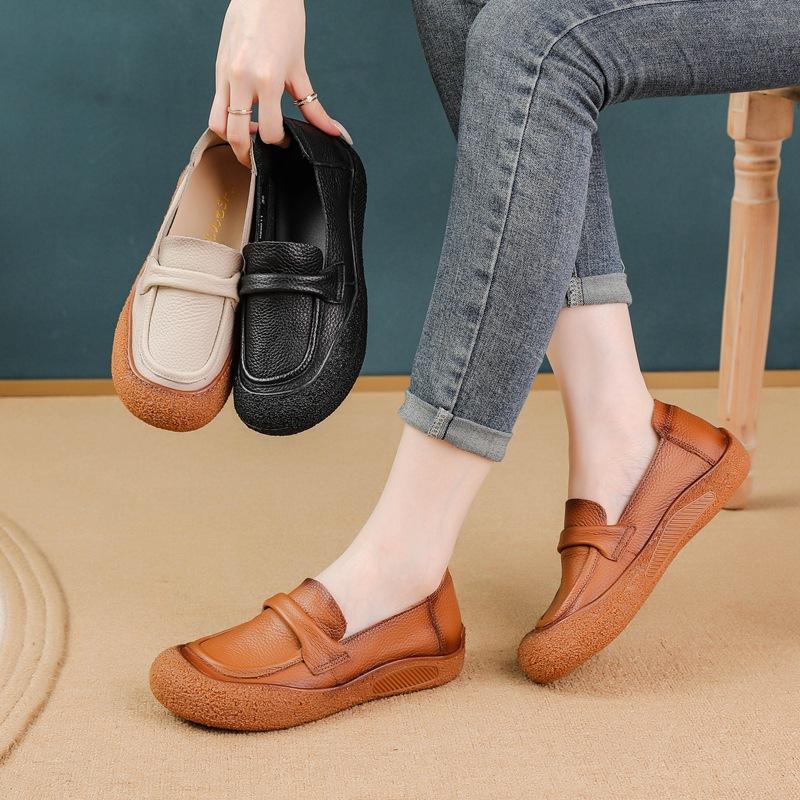 Retro Oxford Sneaker Woman Cow Leather Shoes for Women  Vintage Lace Up Leather Sport Shoes Soft Flat Moccasins 2026 New