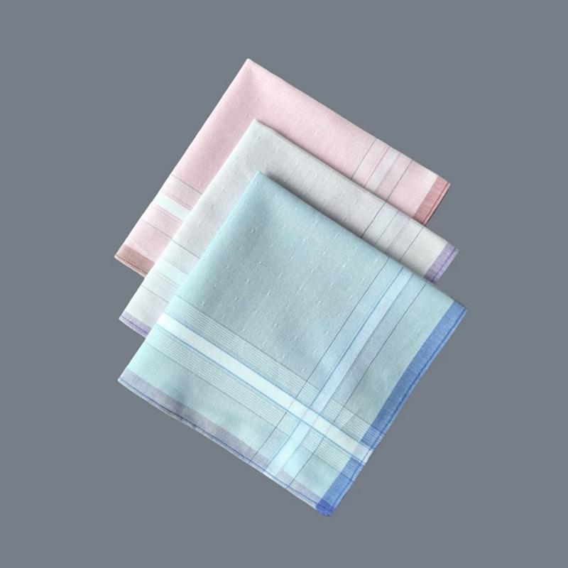 3Pcs Cotton Wedding Party Gift Women Square Color Plaid 29*29cm Hand Towels Sweat-absorbing Checkered Printed Handkerchiefs