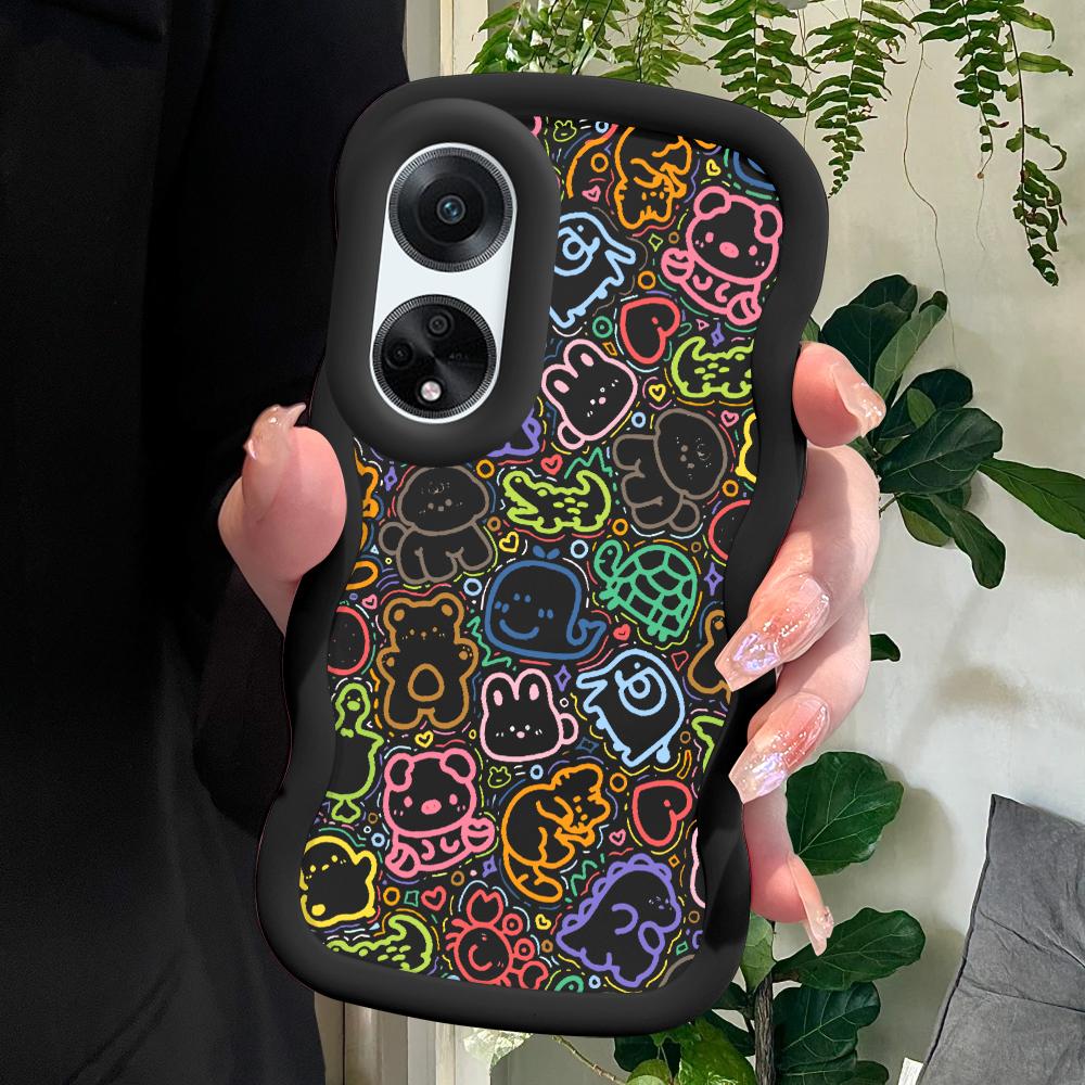 

Окрашенный узор Big Wave Edge Мягкий силиконовый материал Macaron чехол для телефона противоударный защитный резиновый чехол для OPPO Reno Realme Realme C21Y