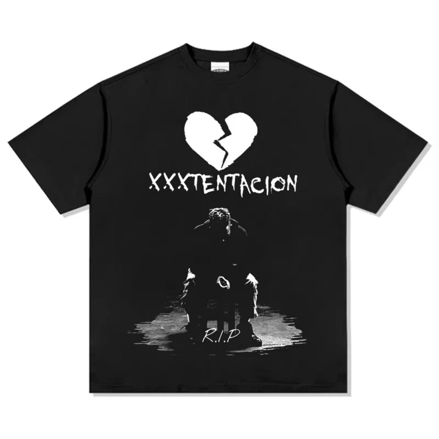 

XXXTentacion RIP Графическая футболка с изображением разбитого сердца Мужская Женская Оверсайз Темная Эстетика Хлопковая Футболка Уличная Мода Эмо Стиль Грустный Рэп Мерч S разноцветный
