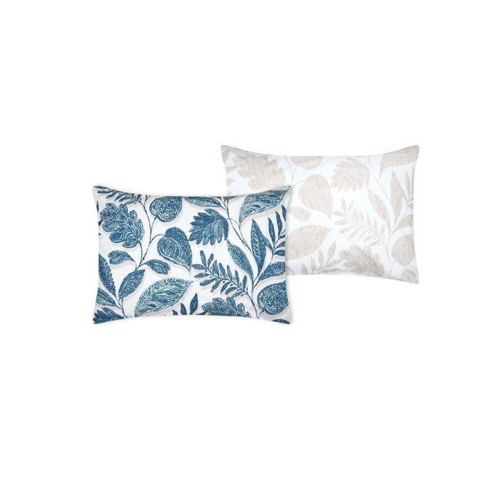 Taie d&amp;#39oreiller percale de coton motif feuillage 50x70cm