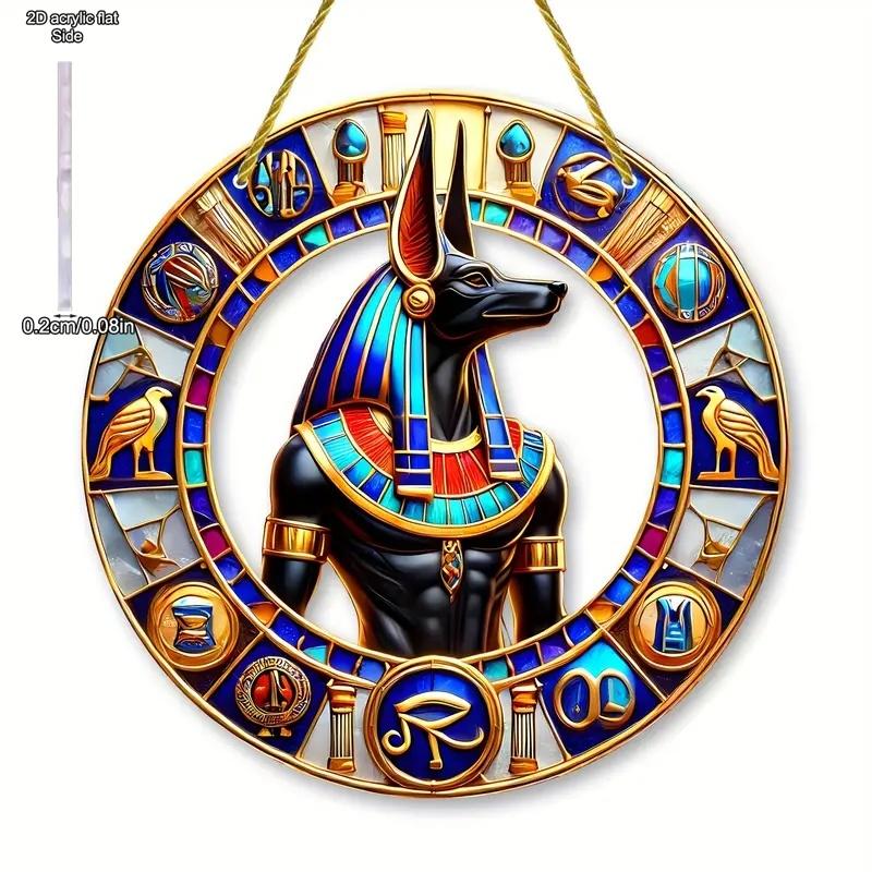 Egyptian Goddess and Pharaoh Acrylic Sun Catcher, Ancient Egyptian Mythological Theme, novelty home decor, Perfect Durable for Bedroom