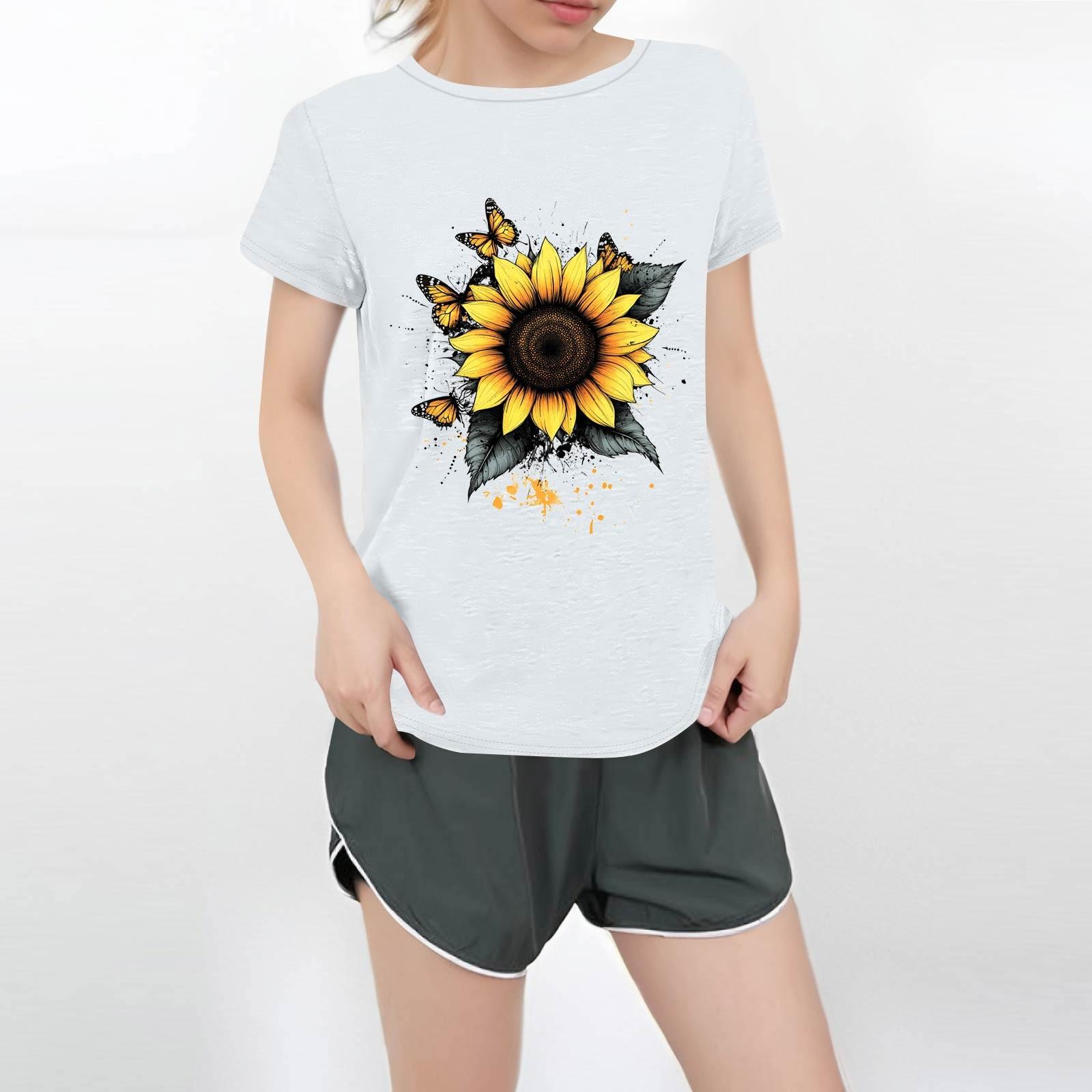 

Жіноча повсякденна футболка з круглим вирізом і короткими рукавами XL білий