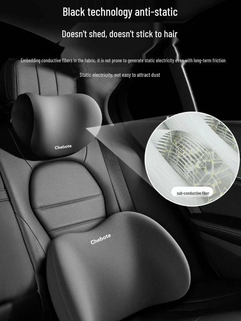 Car Lumbar and Neck Support Pillow - Memory Foam Cushion for All Seasons