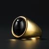 Men's Ring with Natural Tiger's Eye 316L Stainless Steel Male Female Ring