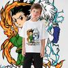 Boys Daily T Shirt HunterHunter Gon FreecssKillua Zoldyck Anime Print Cotton Top for Kids Comfortable Sleeve Casual Clothing