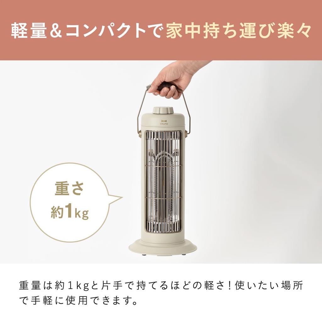 BRUNO NOSTALSTOVE S Carbon Heater, Lightweight and Compact, Greige, BOE117-GRG