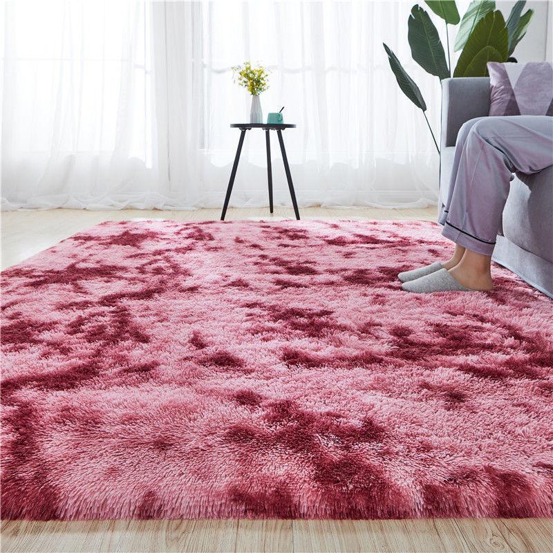 Modern Gradient Tie-Dye Silk Wool Carpet, Dirt-Resistant, Non-Slip, Easy-Care for Large Areas