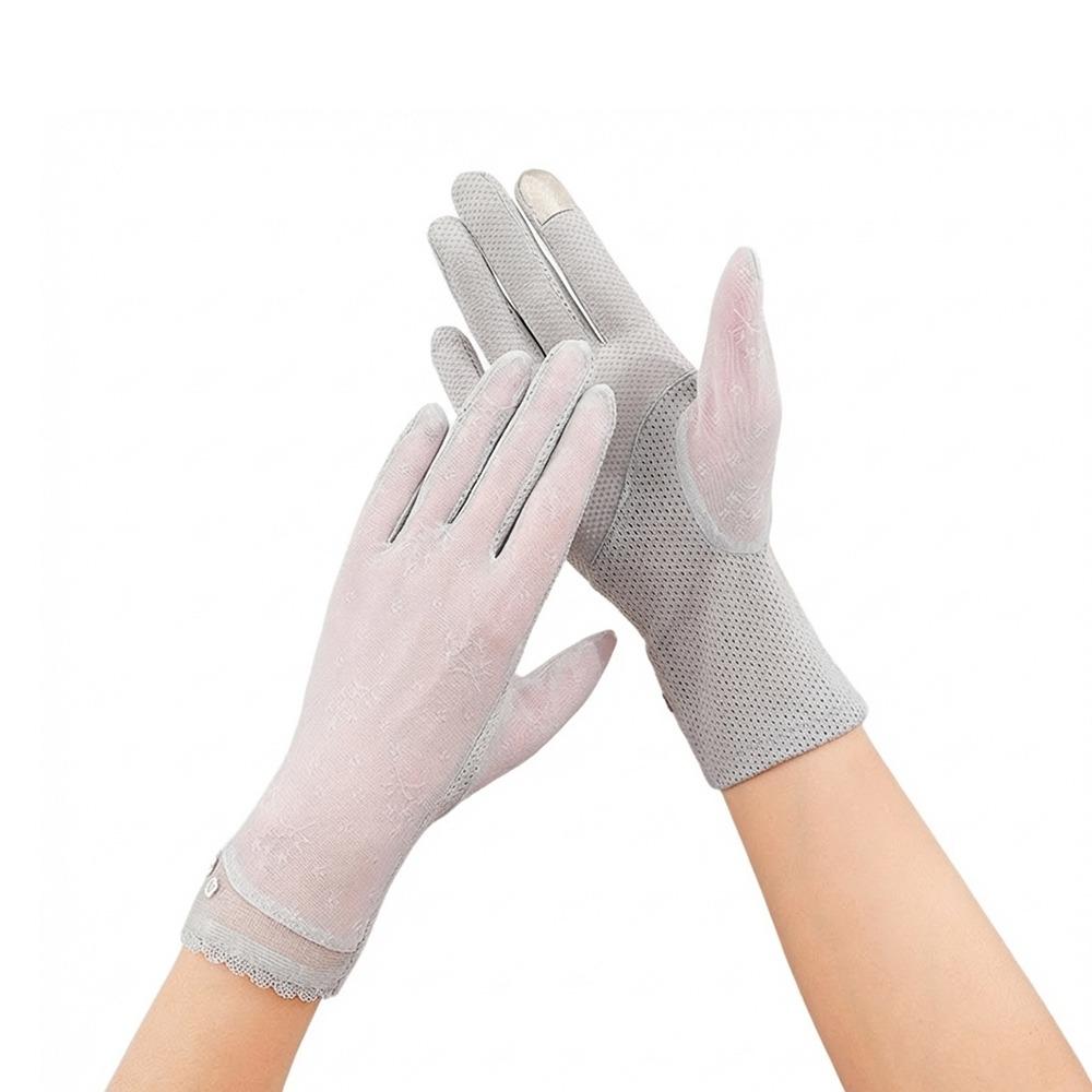 Fashion Lace Sunscreen Gloves Anti-Slip Thin Ice Silk Gloves Skirt Edge Sun Protection Anti-UV Gloves for Women Female Lady