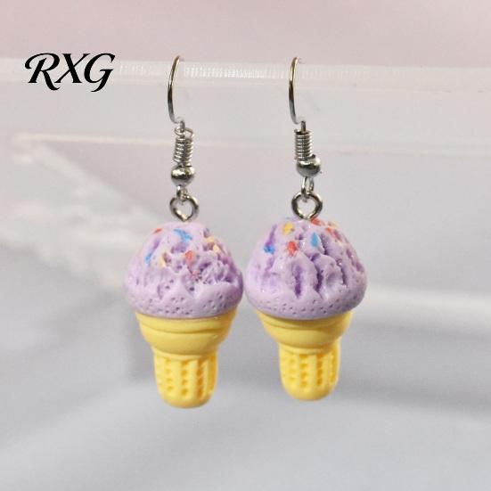 Smooth Surface Earrings 1 Pair Cute Ice Cream Dangle Earrings, Fun Imitation Food Drop Summer Jewelry Gifts for Women Girls Pendant