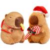 22-25Cm Xmas Capybara Plushies Kawaii Kapibara With Chips Backpack Scarf Candy Cane Decor Soft Plush Toy Christmas Gift