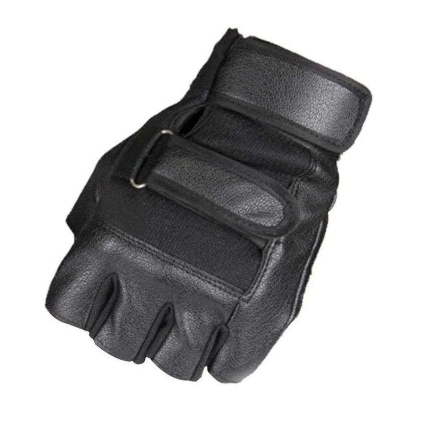 PU Leather Faux Leather Half-Finger Gloves for Men Suitable for Sports Fitness and Cycling