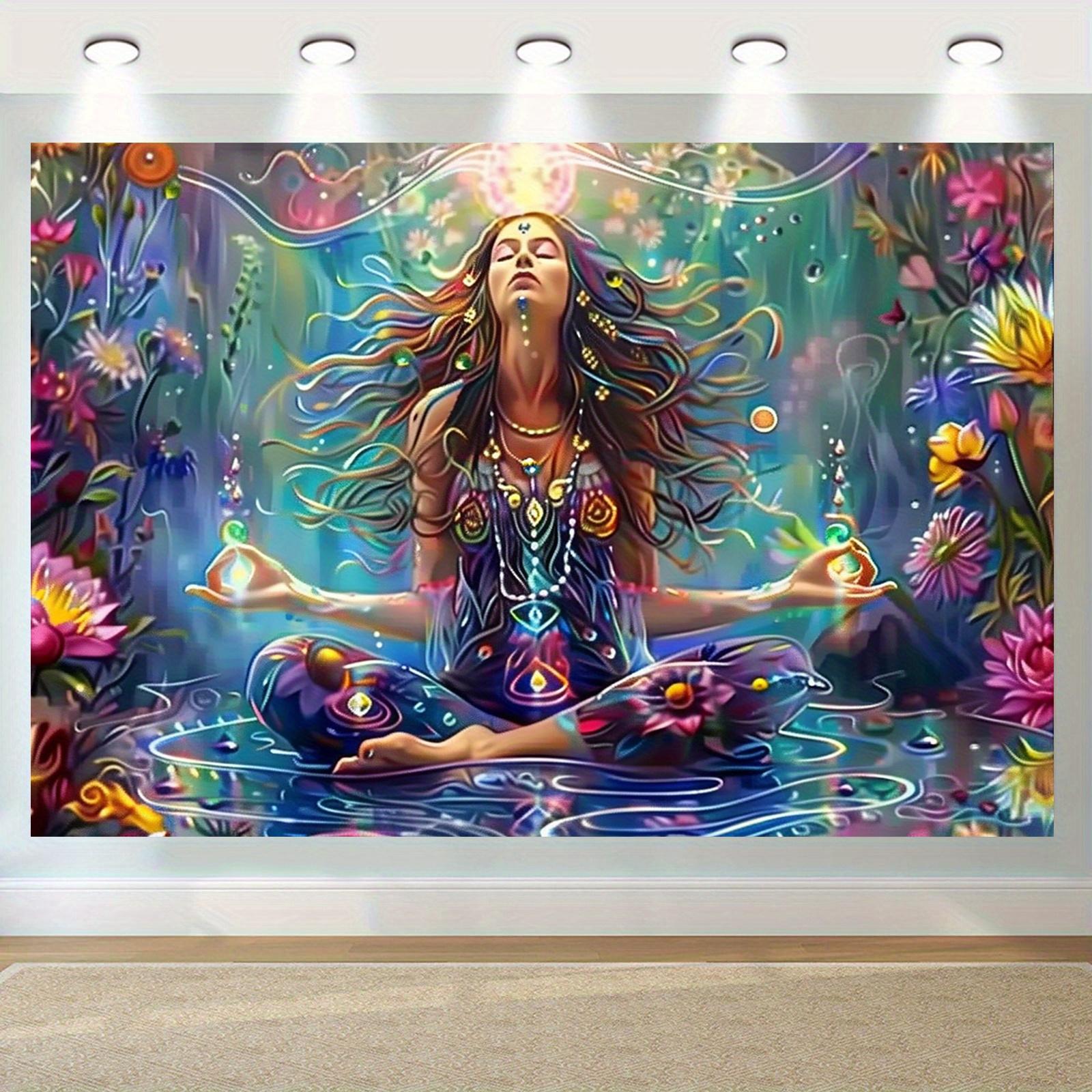 Psychedelic Chakra Meditation Goddess Tapestry Spiritual Bohemian Style Wall Decoration Room Decoration 100X70CM