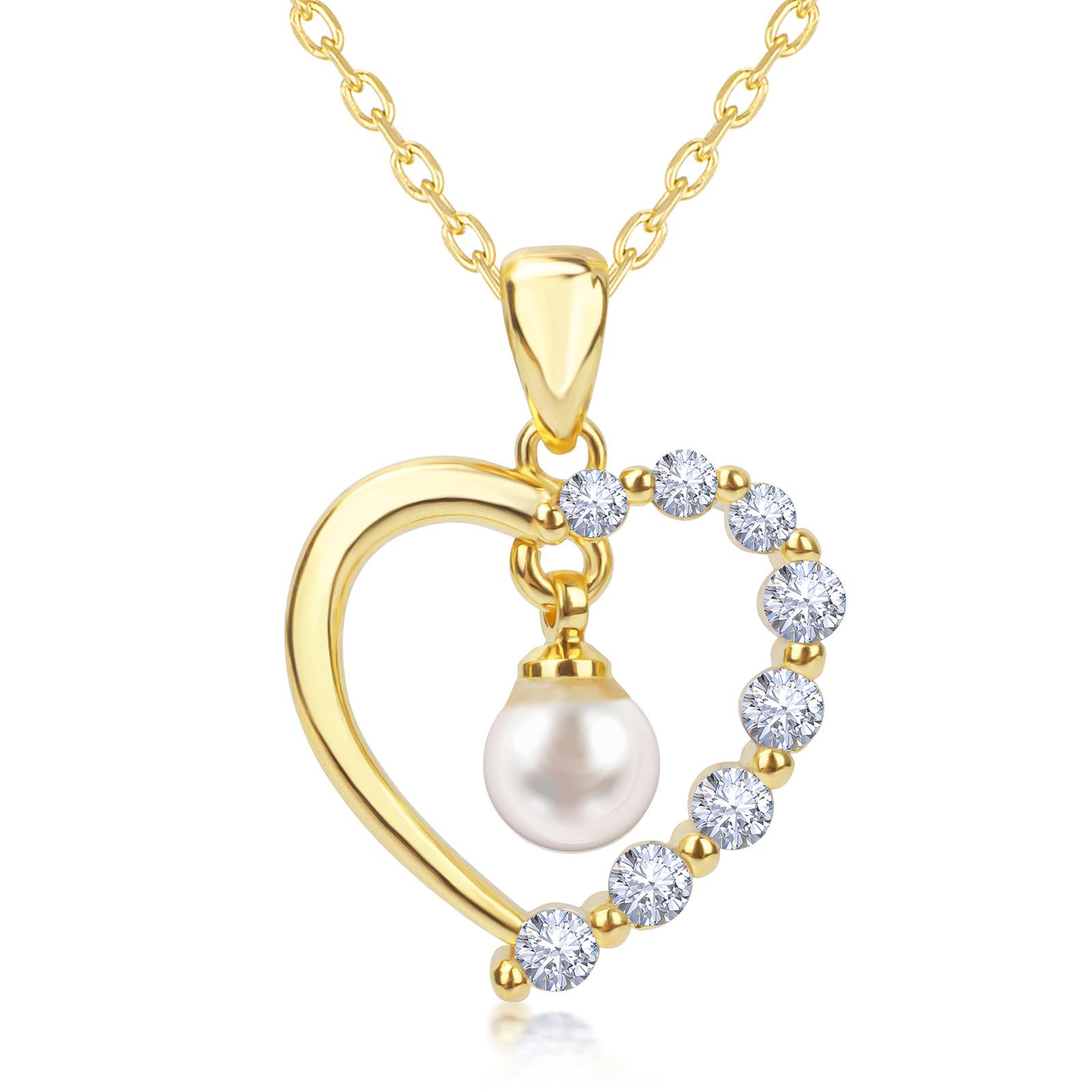 Infinite Love Necklace Female Pearl Simple Love Shaped Clavicle Neck Chain