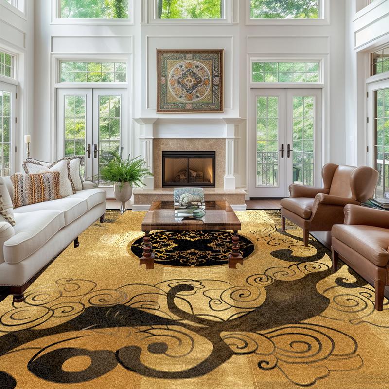 Modern Golden Luxury Large Carpet Home Bedroom Bedside Decoration Rugs Washable Non-slip Coffee Table Mat European Hotel Carpe