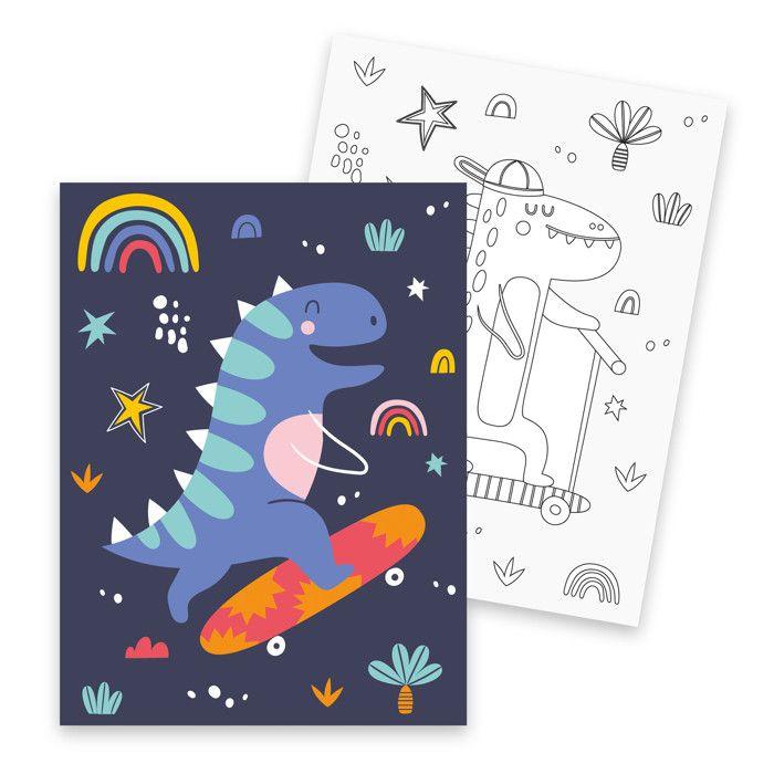 Peinture au numéro enfant Dino rigolo 18 x 24 cm 2 pièces