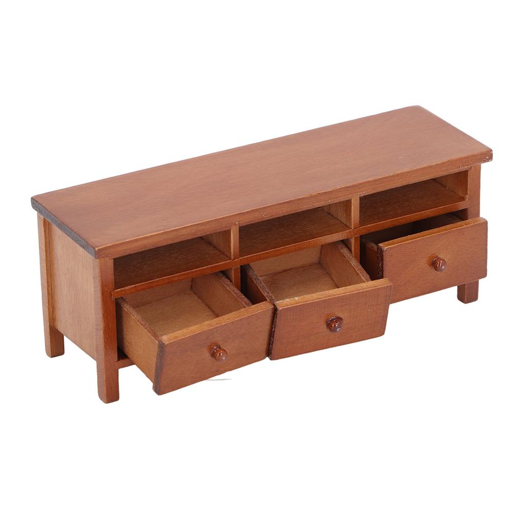 Miniature TV Cabinet Simulation Drawers Design Decorative Wooden Furniture Model for 1Celsius12