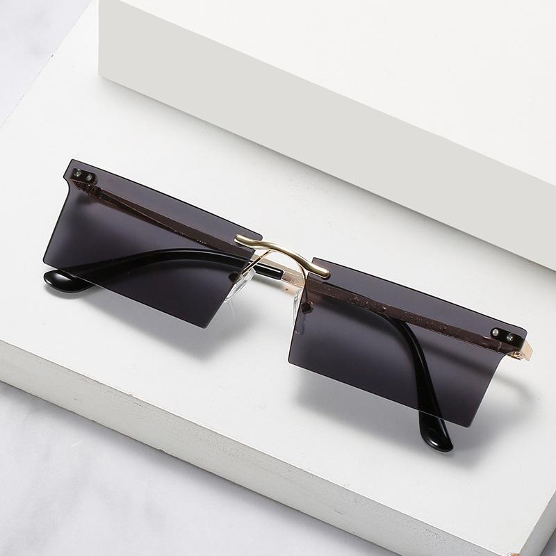 Square Sunglasses, Personalized Rimless Rice-Ordered Square Glasses, Street Photography Marine Sunglasses For Women