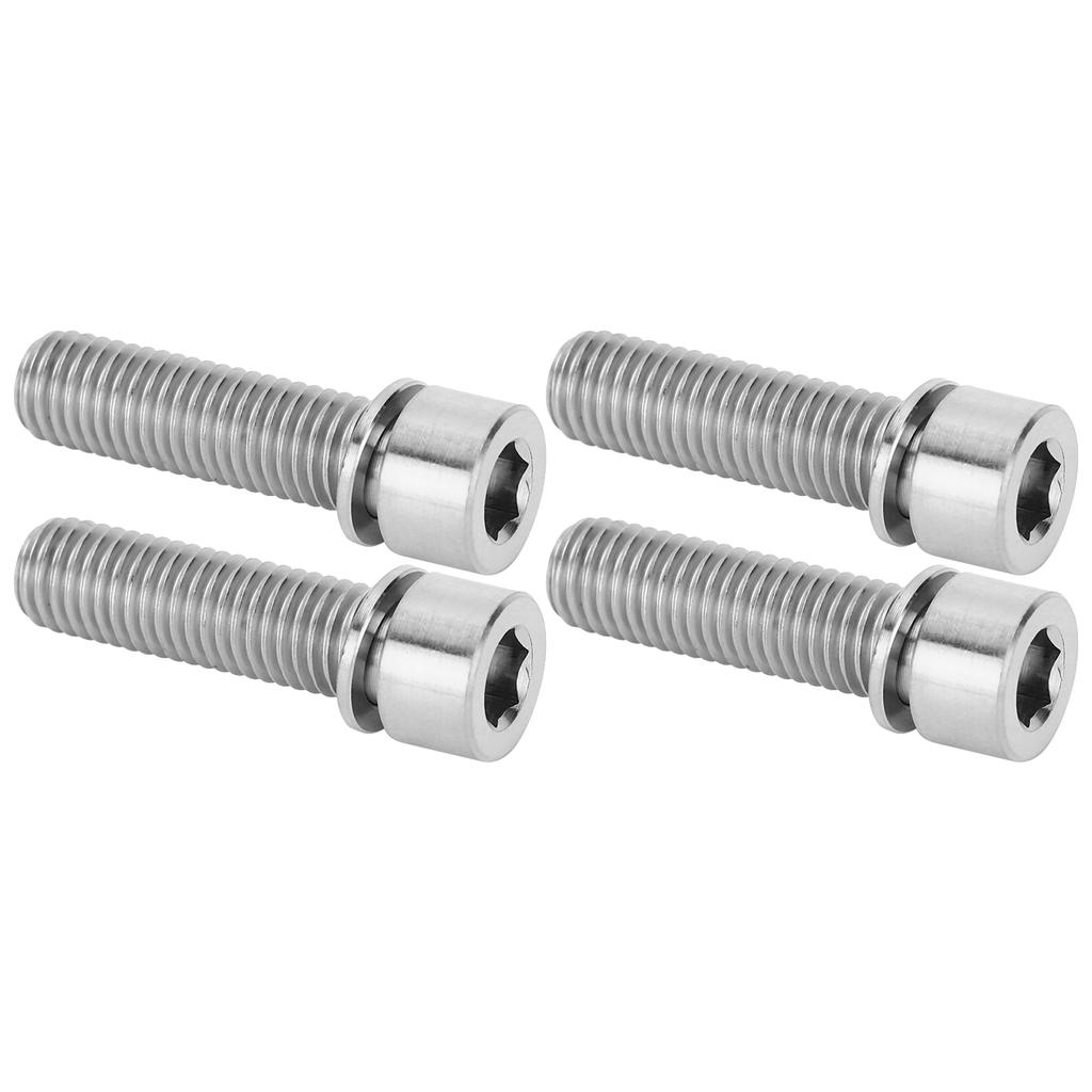 4Pcs Bike Handlebar Stem Bolts Screw Bicycle Titanium Alloy Stem Inner Hex Screws M7x25mmTitanium
