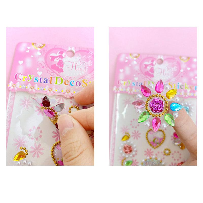 6PCS 3D Gem Diamond Stickers Rhinestone Acrylic Crystal Creative DIY Gifts For Girls Kids Toys Mobile Album Decoration