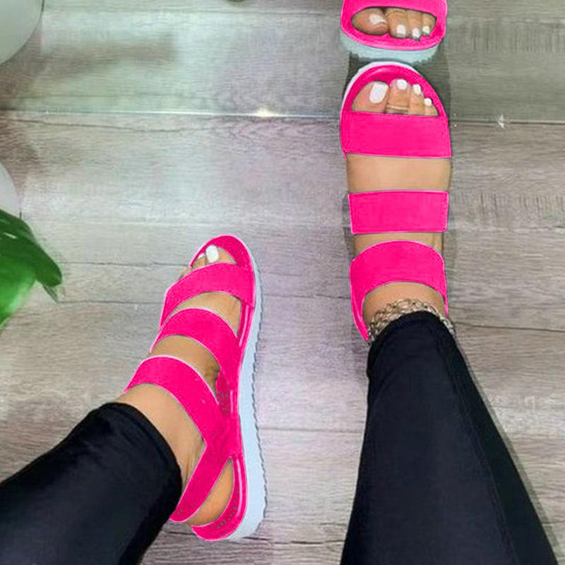 Summer Women Shoes Fashion Hollow Platform Sandals Comfortable Casual Lady Sandals Beach Fish Mouth Flat Sandalies Mujer WSH4612