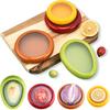 Silicone Fruit Storage Box, 4Pack Reusable Fruit and Vegetable Storage Containers, Fridge Keep Fresh Stretch Storage Pod with Lid for Lemons Garlic