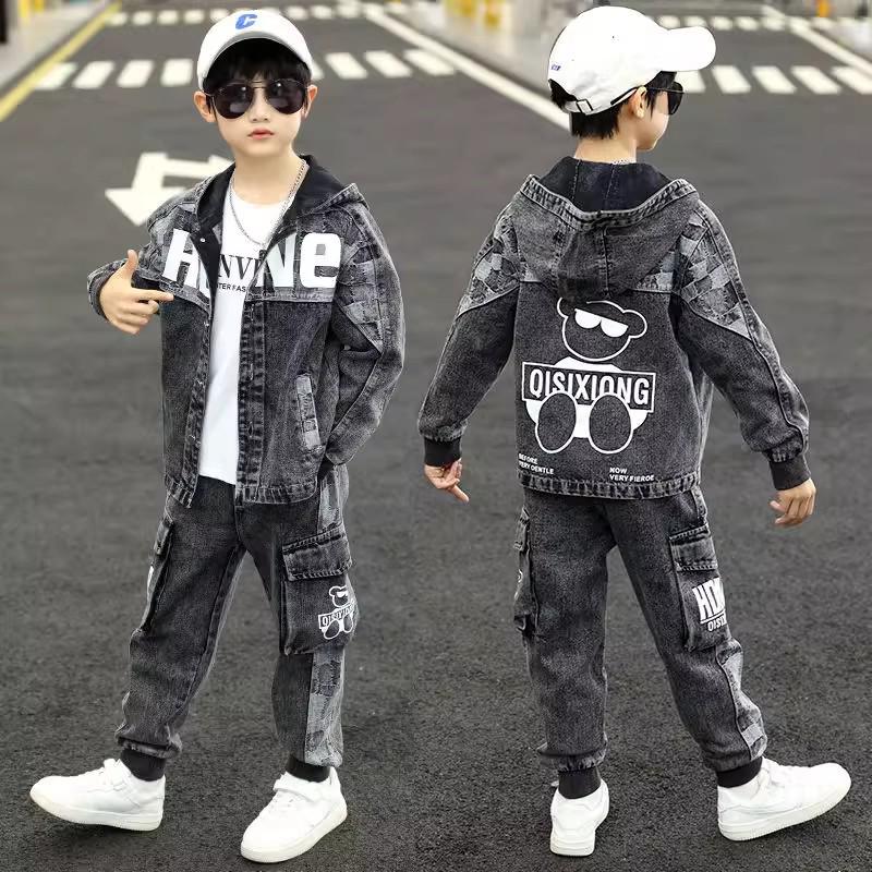 Boys' Trendy Korean-Style Denim Set for Fall 2026 - Stylish Autumn Wear for Kids