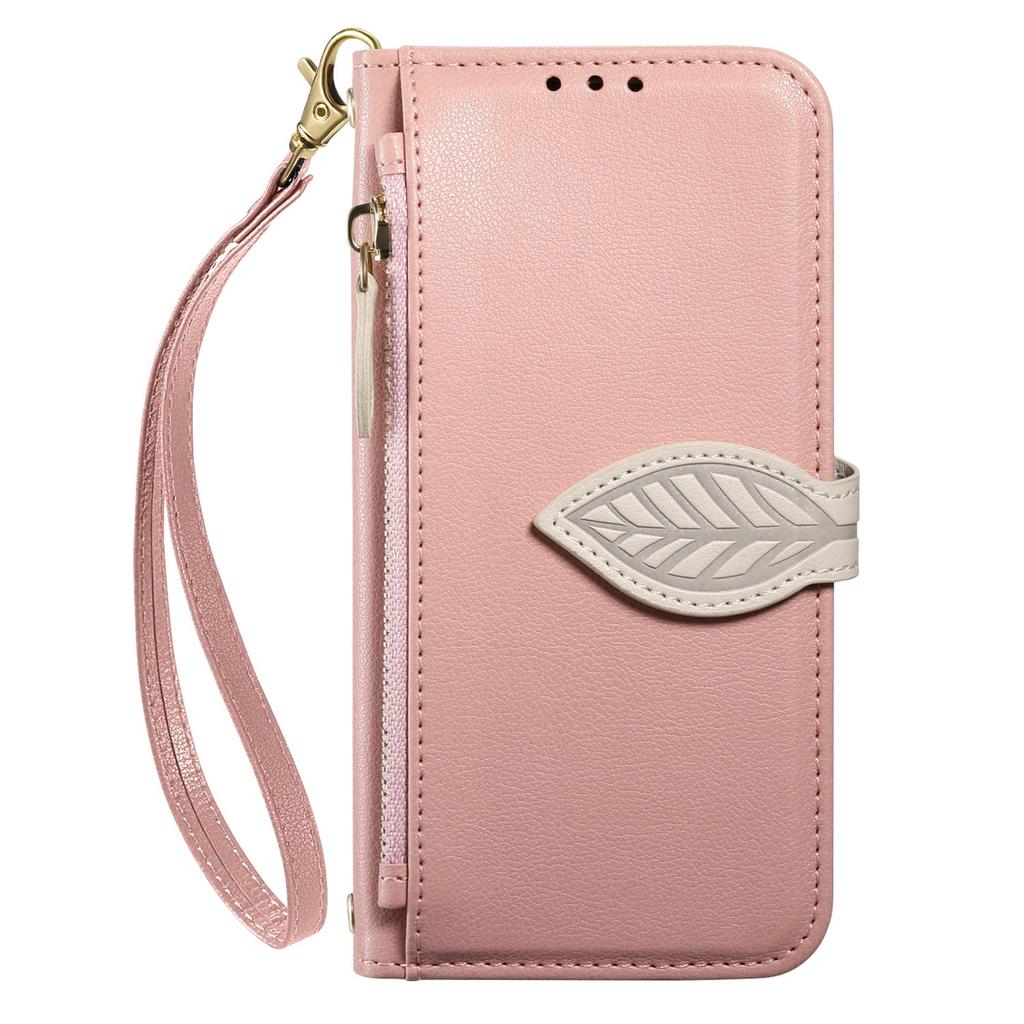 Wallet Flip Case for Infinix Note 50 30 Pro 30i 12 2023 with Card Slots,Leaf Design Cover, Detachable Wrist Strap