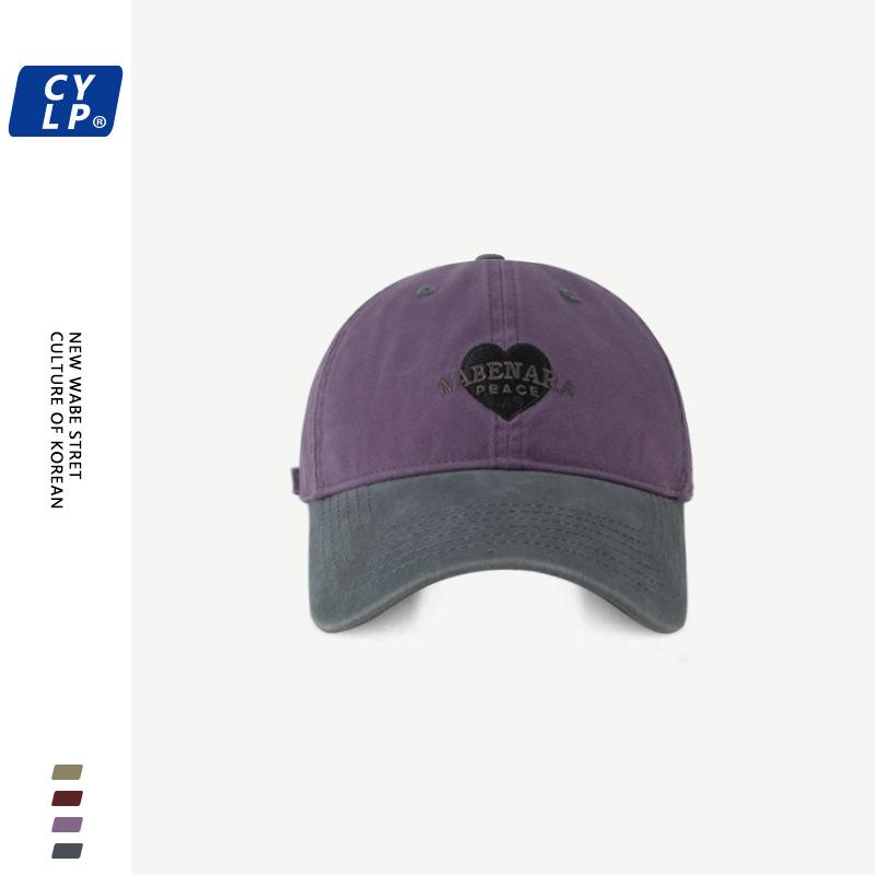

Premium Korean Quality Vintage Heart Embroidery Adjustable Baseball Women Cap фиолетовый