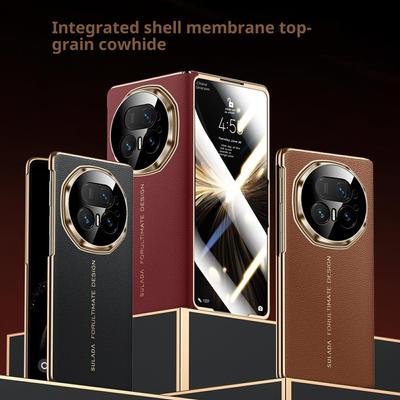 SULADA Für Honor Magic V5 5G Magnetische Hülle Echte Rindsleder Handyhülle mit Gehärtetem Glas Displayschutz