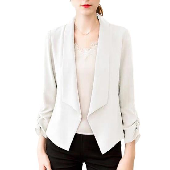 

Блейзер Сплошной цвет С длинным рукавом Открытая строчка с лацканами Деловой OL Деловой стиль Мягкий 4XL белый