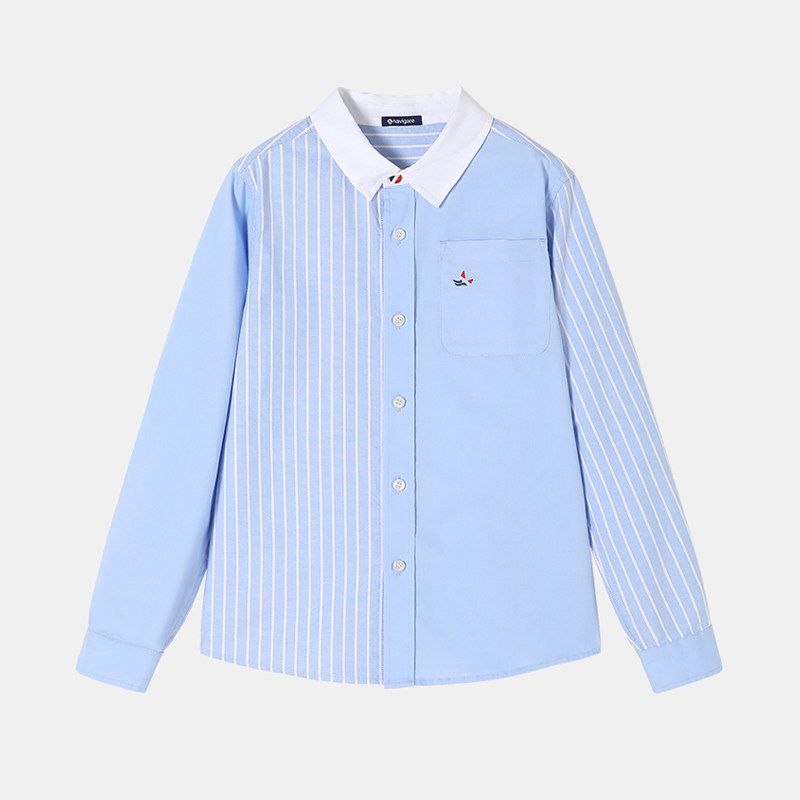 Navigare Italian Small Sailboat Children s Shirt 2026 Spring New Boys  Shirt Nvg Wind Sail-Light Blue 165