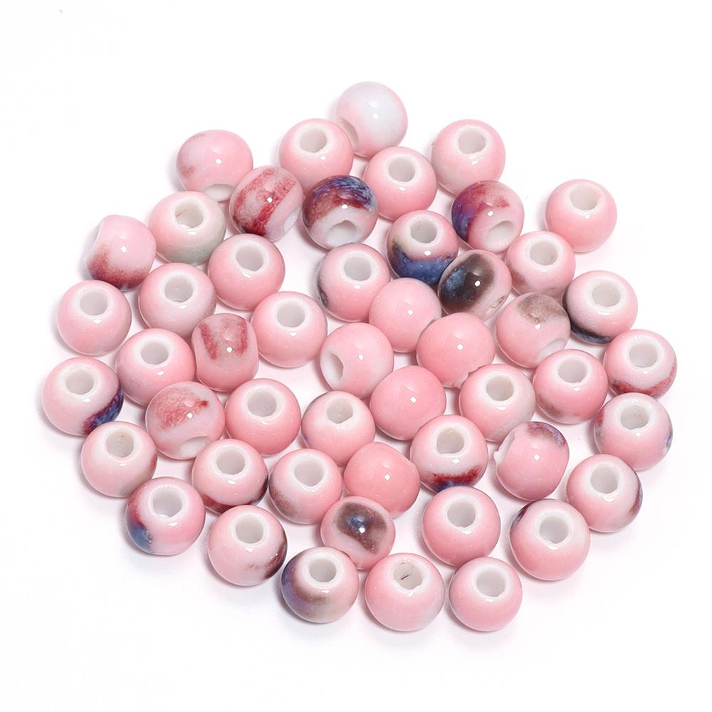 30pcs/lot Round Shape Ceramic Beads Colorful Loose Beads Spacer Beads For DIY Jewelry Making Necklace Bracelet Accessories