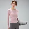Women's Quick-Dry Long Sleeve Fitness Top - High Elastic, Slimming, Round Neck, Ideal for Autumn/Winter Running and Training.