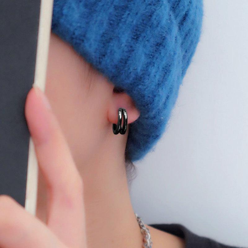 Double Arc Earrings, Premium Earrings, Niche Simple Smooth Circle Earrings.