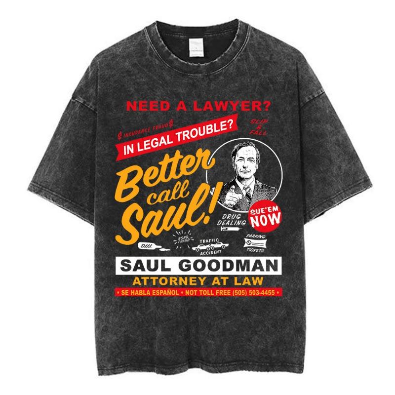 Heisenberg Breaking Bad Vintage Washed T Shirt Better Call Saul Graphic Print T-shirts Women's Pure Cotton Short Sleeves Tee Shirt
