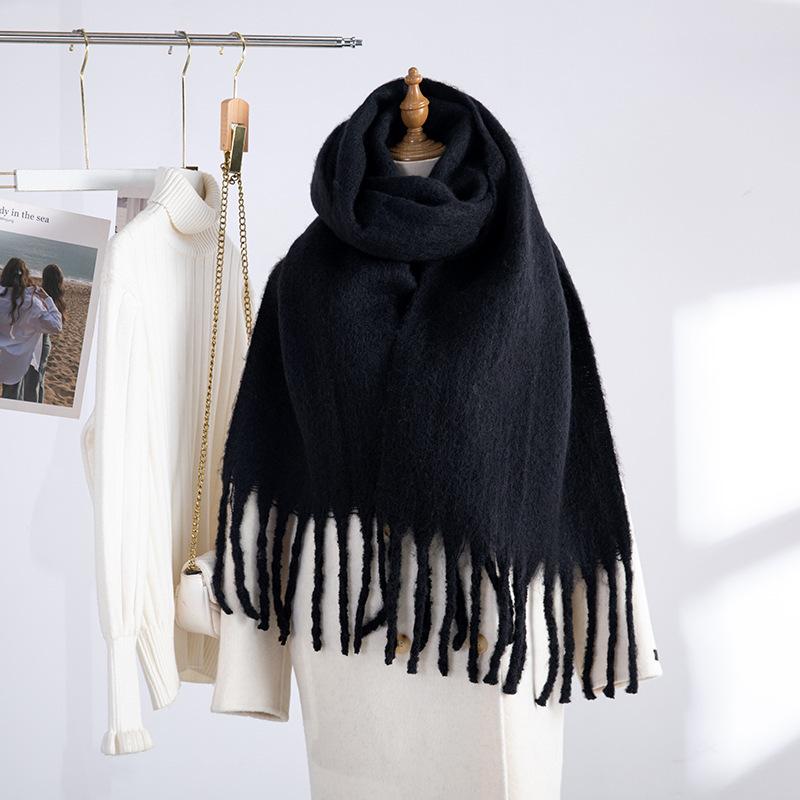 Korean version of imitation cashmere plaid scarf women's autumn and winter thickened warm scarf student versatile scarf live broadcast explosion