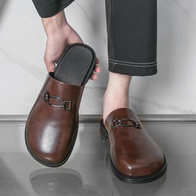Modne Retro Męskie Półbuty ze Skóry Krokodyla Czarne Brązowe Męskie Codzienne Wygodne Uniwersalne Modne Kapcie Rozmiary 38-46 Męskie Kapcie