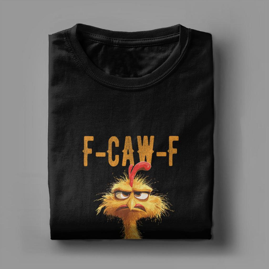 Funny F-Caw-F Chicken Meme Men T Shirts Dark Humor Unique Tee Shirt Short Sleeve Crewneck T-Shirts 100% Cotton Gift Clothing