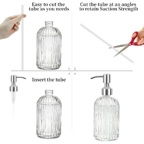 6 Pack Soap Dispenser Pump Replacement, 304 Rust Proof Stainless Steel Soap Dispenser Lids for Regular 28/400 Neck Bottles, Soap and Lotion Dispenser