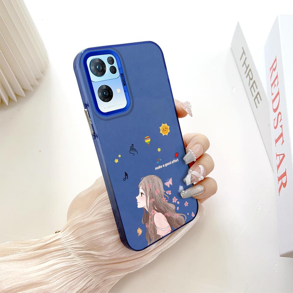 Painted Pattern Colorful Sliver Double Sided Hard Shell Shockproof Anti-fall Phone Casing for OnePlus OPPO Reno Realme