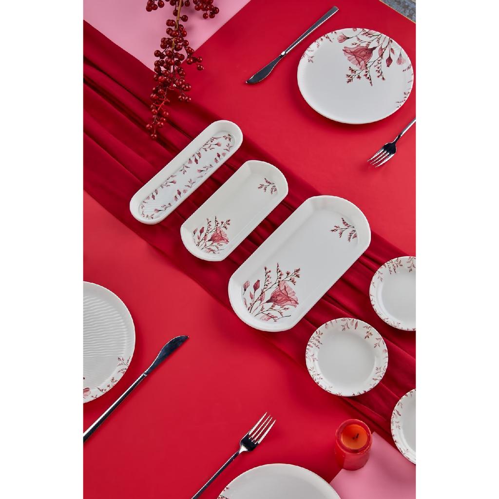 Gera Flower Patterned Luxury Ceramic 16 Piece Square Breakfast Set For 6 Persons