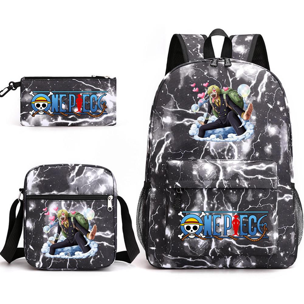 One Piece Anime Rucksack für Schüler Outdoor Campus Schultasche mit Federmäppchen Digitaldruck