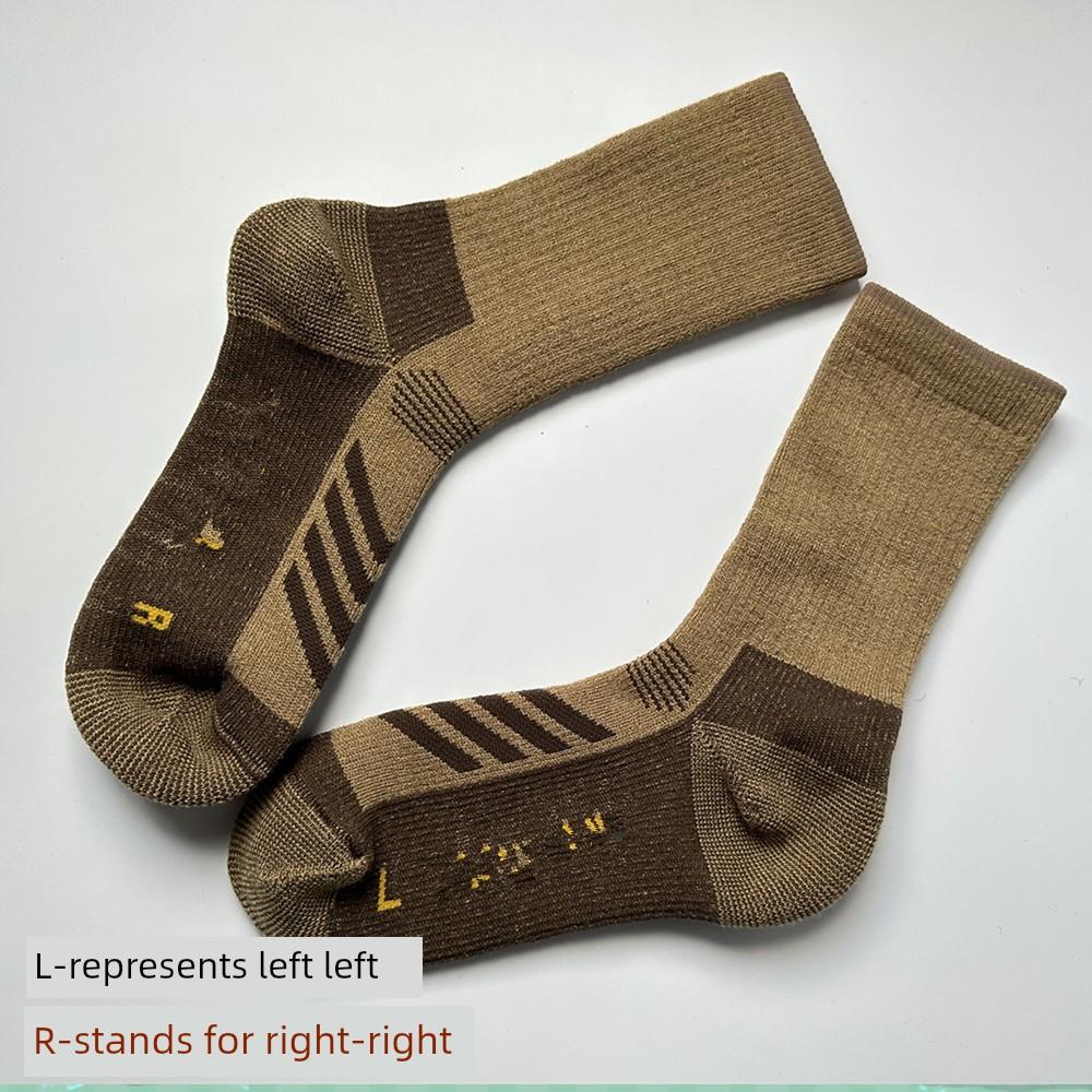 Men's and Women's Hiking Socks Mernu Wool Outdoor Warm-Keeping Socks Long Tube Terry Thickened Hiking Climbing Socks Wicking